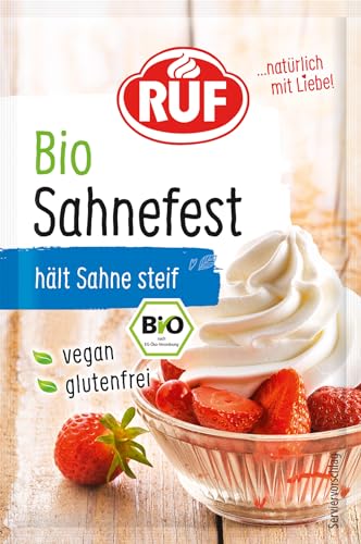 RUF Bio Sahnefest, Sahnestand in Bio Qualität, für Kuchen, Torten, Waffeln, Windbeutel, Sahnesteif, glutenfrei & vegan, 4 x 8g von RUF