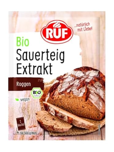 RUF Bio Sauerteig-Extrakt, getrockneter Sauerteigextrakt aus Bio Roggen-Vollkornmehl, Roggensauerteig zum Backen von Brot & Brötchen, 2er Pack von RUF