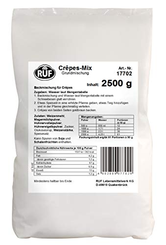 RUF Crêpes-Teig, Großpackung, Backmischung für Crêpes oder Pfannkuchen, einfache Zubereitung mit Wasser, für Großküchen, Hotels und Restaurants, 2500g von RUF