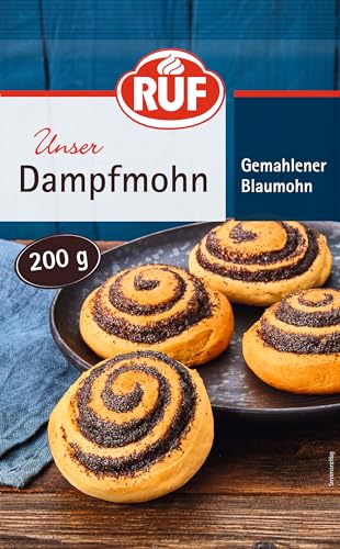 RUF Dampfmohn, fein gemahlener Blaumohn für Kuchen und Desserts wie Mohn-Schnecken oder Mohn-Streuselkuchen, backfertig und sofort einsatzbereit von RUF