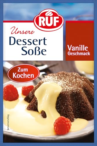 RUF Dessertsauce Vanille-Geschmack zum Kochen, zuckerfreies Vanillesoßen-Pulver für Dessert & Nachtisch, zum selber süßen, 3er Pack, 3 x 18,5g von RUF