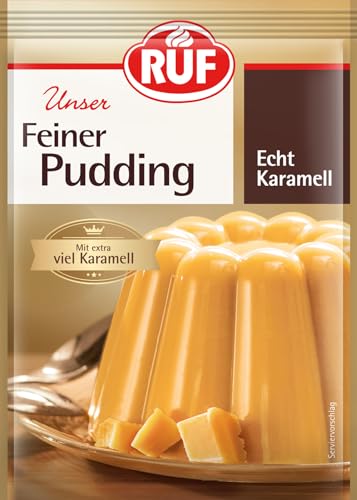 RUF Feiner Pudding Karamell mit intensivem Karamell-Geschmack, echter Karamell, glutenfrei, nur mit Milch und Zucker aufkochen, 3x42g von RUF