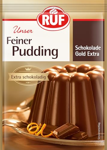 RUF Feiner Pudding Schokolade mit herzhaftem Kakao Aroma, extra schokoladig, glutenfrei und vegan, nur mit Milch und Zucker aufkochen, 3x46g von RUF