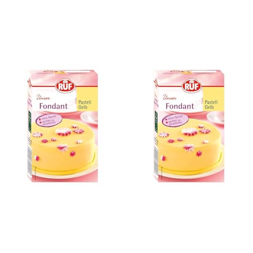 RUF Fondant Pastell Gelb, zum Formen von Figuren, Blumen und Buchstaben geeignet, Modellierfondant, Rollfondant, ohne Palmöl, glutenfrei & vegan, 250g (Packung mit 2) von RUF