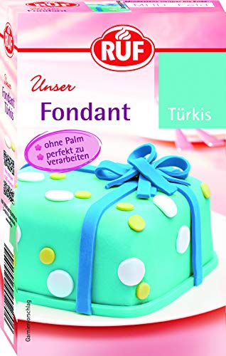 RUF Fondant türkis, zum Formen von Figuren, Blumen und Buchstaben geeignet, Modellierfondant, Rollfondant, ohne Palmöl, glutenfrei und vegan, 250g von RUF