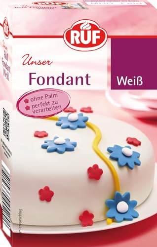 RUF Fondant weiß, zum Formen von Figuren, Blumen und Buchstaben geeignet, Modellierfondant, Rollfondant, ohne Palmöl, glutenfrei und vegan, 250g (1er Pack) von RUF