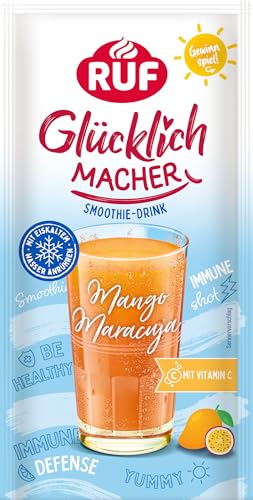 RUF Glücklichmacher Smoothie Drink Mango Maracuja, kühlendes Erfrischungsgetränk mit Vitamin C, nur Wasser hinzufügen, 1 x 46g Beutel von RUF