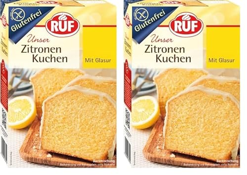 RUF Glutenfreier Zitronen-Kuchen mit fruchtiger Zitronenglasur, glutenfreier Kuchen für jeden Anlass, vegan (Packung mit 2) von RUF