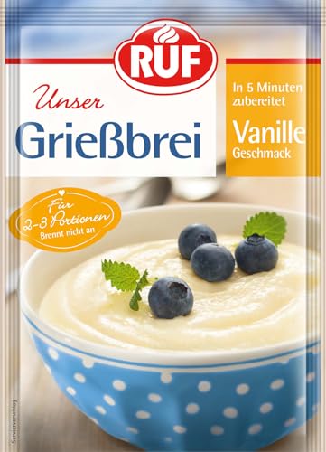 RUF Griessbrei Vanille, 2-3 Portionen als Dessert, Zwischenmahlzeit oder süße Hauptspeise, fertig in nur 5 Minuten (Packung mit 10) von RUF