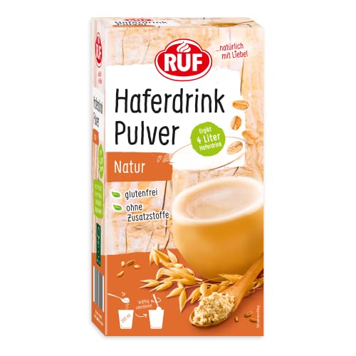 RUF Haferdrink Pulver Natur, Haferdrinkpulver zum selber mixen, schmeckt in süßen und herzhaften Gerichten, für Kaffee, Smoothies, Kuchen oder in Porridge, glutenfrei, 1x400g von RUF