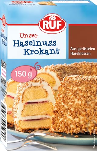 RUF Haselnuss-Krokant, karamellisierte Haselnüsse gehackt, knuspriges Nuss-Topping für Frankfurter Kranz, Torten & Eis, glutenfrei & vegan (Packung mit 10) von RUF