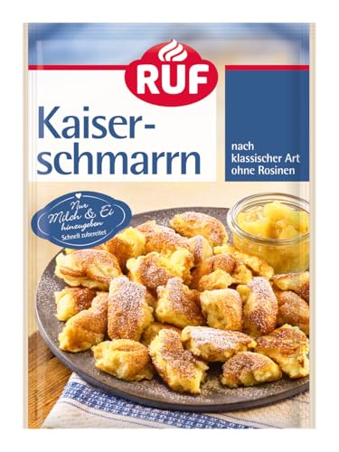 RUF Kaiserschmarrn nach traditioneller Art ohne Rosinen, super fluffiger Teig, schnell und einfach zubereitet mit nur Milch und Ei, klassischer österreichischer Genuss, 1 x 165 g von RUF