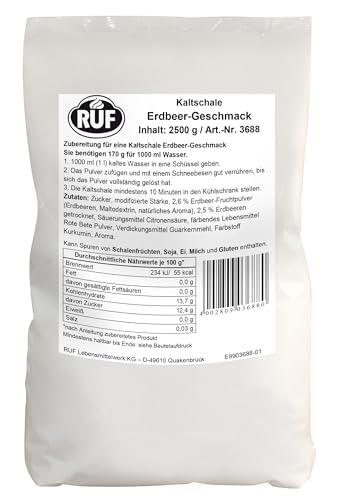 RUF Kaltschale Erdbeer ohne Kochen, Großpackung, Fruchtsuppe mit Erdbeeren gefriergetrocknet, nur 10 Min Kühlzeit, glutenfrei und vegan, 1x2500g von RUF