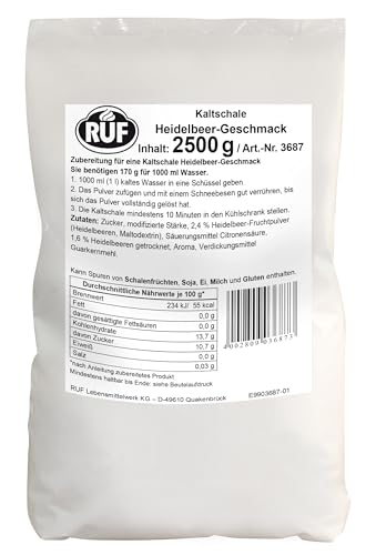 RUF Kaltschale Heidelbeer ohne Kochen, Großpackung, sommerliches Fruchtdessert, Blaubeersuppe, mit Blaubeeren gefriergetrocknet, nur 10 Min Kühlzeit, glutenfrei und vegan, , 1x2500g von RUF