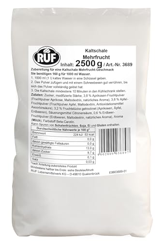 RUF Kaltschale Mehrfrucht, Großpackung, Fruchtspeise ohne Kochen, mit Aprikose, Apfel und Erdbeeren, nur 10 Min Kühlzeit, 1x2500g von RUF