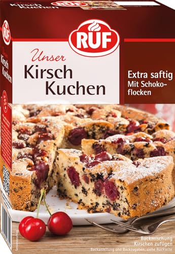 RUF Kirschkuchen, Backmischung für einen saftigen Rührkuchen mit Früchten und Schokoflocken von RUF