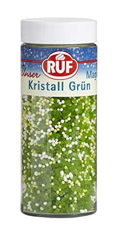 RUF Kristallgrün, grüne und weiße Zuckerperlen und Zucker-Streusel, kreatives Dekorieren von Keksen, Muffins, Cup-Cakes und Torten, 1er Pack (1x85g) von RUF