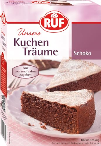 RUF Kuchen Träume Schoko, Schokokuchen traumhaft einfach, mit Puderzucker, Backmischung für einen himmlisch luftig lockeren Kuchen von RUF