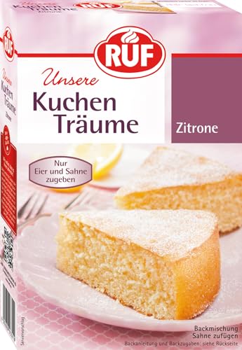 RUF Kuchen Träume Zitrone, Zitronenkuchen traumhaft einfach, mit Puderzucker, Backmischung für einen himmlisch luftig lockeren Kuchen von RUF