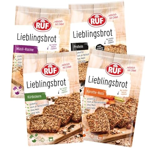 RUF Lieblingsbrot Backmischungen Set (4 Stück), Bundle aus 4 Sorten Brot-Backmischungen, ohne Mehl und Hefe von RUF