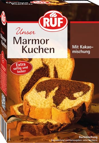 RUF Marmorkuchen, Backmischung für einen Kuchen mit Marmormuster, hellerTeig mit Kakaomischung, extra saftig und locker, vegane Variante möglich von RUF