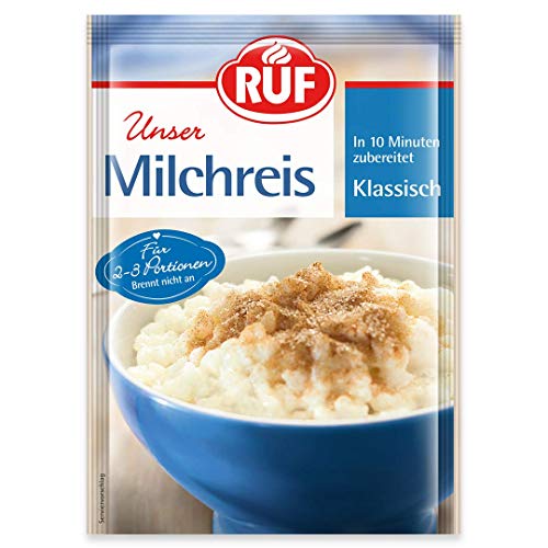 RUF Milchreis Klassische Art, 2-3 Portionen, fertig in nur 10 Minuten als Dessert, Zwischenmahlzeit oder süße Hauptspeise von RUF