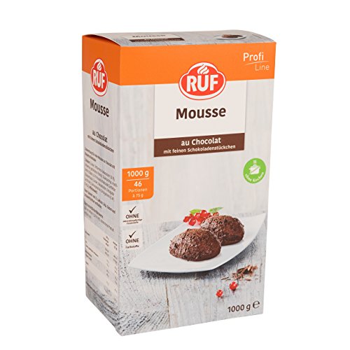 RUF Mousse au Chocolat ohne Kochen, luftige Schokomousse mit zarten Schokoraspel, nur mit Milch aufschlagen, Großpackung, 1x1000g von RUF