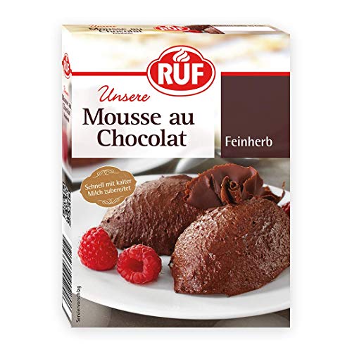 RUF Mousse au Chocolat mit besonders hohem Kakaoanteil, klassische französische Nachspeise, zum Portionieren geeignet, glutenfrei, 1er Pack (1x100g) von RUF