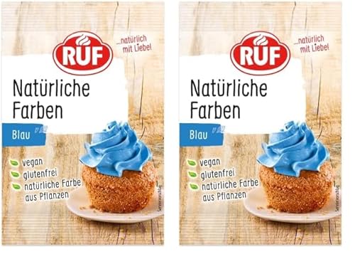 RUF Natürliche Farben Blau, natürliche Lebensmittelfarbe aus Spirulinaextrakt & Agavendicksaft, zum Färben von Teig & Cremes, glutenfrei & vegan, 1x8g (Packung mit 2) von RUF