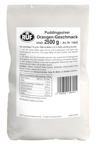 RUF Pudding Orange, Puddingpulver für Orangenpudding, nur mit Milch und Zucker aufkochen, Großgebinde, glutenfrei, ohne Allergene, 1x2500g von RUF