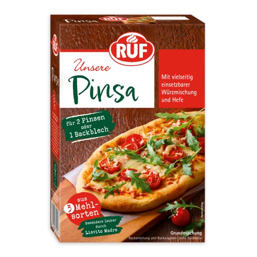 RUF Pinsa Backmischung, Pinsa Mehl für Pinsa Teig mit Lievito Madre und aromatische Würzmischung, ergibt 2 Original Pinsa Romane oder 1 Backblech, 1x 422g von RUF