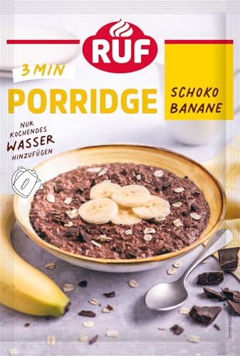 RUF Porridge Schoko Banane, Instant Haferbrei mit Vollkorn-Haferflocken, Kakaopulver und Bananenchips im praktischen Portionsbeutel, 1 x 65g Beutel von RUF