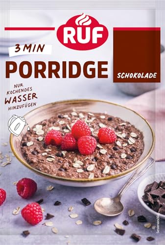 RUF Porridge Schokolade, Instant Haferbrei mit zartschmelzenden Schokotropfen und Kakaokernen, schnelle und vollwertige Mahlzeit, 1 x 65g Beutel von RUF