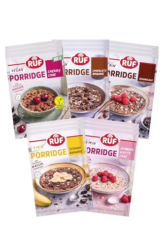 RUF Probier Set Porridge Schoko (15 Stück), 3 x 5 verschiedene Sorten Instant Haferbrei für ein schnelles und gesundes Frühstück, 15 x 65g Beutel von RUF