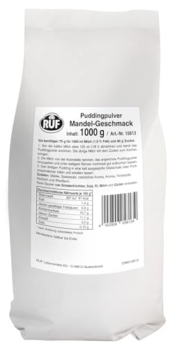 RUF Pudding Mandel, Puddingpulver für Mandelpudding, nur mit Milch und Zucker aufkochen, Großgebinde, glutenfrei, ohne Allergene, 1x1000g von RUF