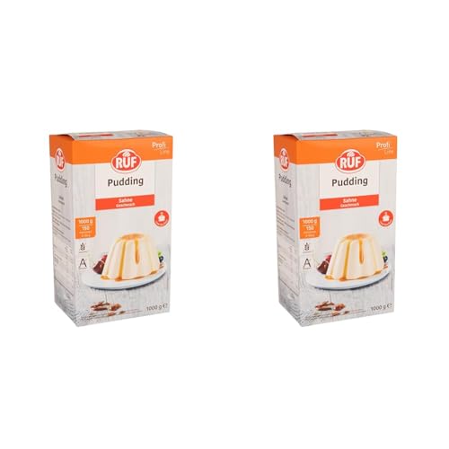 RUF Pudding Sahne, Puddingpulver für Sahnepudding, nur mit Milch und Zucker aufkochen, Großgebinde, glutenfrei, ohne Allergene, 1x1000g (Packung mit 2) von RUF