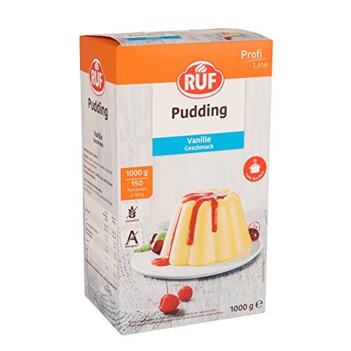 RUF Pudding Vanille, Puddingpulver mit Vanillegeschmack, nur mit Milch und Zucker aufkochen, Großgebinde, glutenfrei, ohne Allergene, 1x1000g von RUF