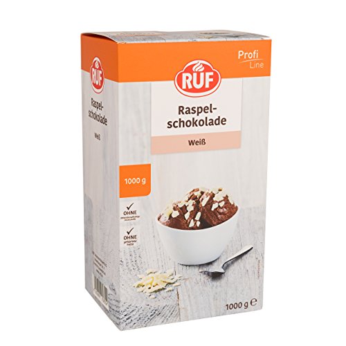 RUF Weiße Raspel-Schokolade, hauchdünn geraspelte weiße Schokolade, Schoko-Raspeln zartschmelzend für Gebäck & Eis, Großpackung 1x1000g von RUF