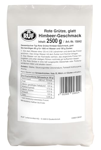 RUF Rote Grütze mit Himbeer-Geschmack, norddeutsche Spezialität, fruchtige erfrischendes Dessert, lecker mit Vanillesoße, Großpackung, 1x2500g von RUF