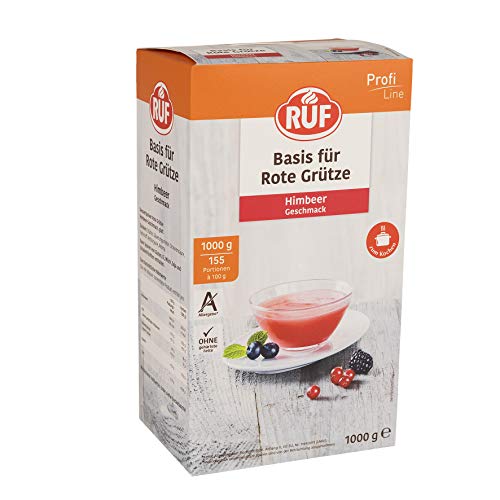 RUF Rote Grütze mit Himbeer-Geschmack, norddeutsche Spezialität, fruchtige erfrischendes Dessert, lecker mit Vanillesoße, Großpackung, 1 x 1000g von RUF