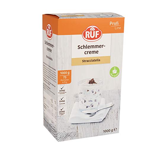 RUF Schlemmercreme Stracciatella, ohne Kochen, Großpackung Dessertpulver für eine locker fluffiges Creme-Dessert mit Raspelschokolade, glutenfrei 1x1000g von RUF