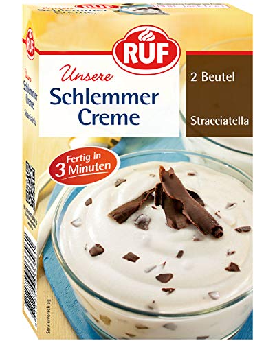 RUF Schlemmercreme Stracciatella Doppelpack, ohne Kochen, Dessertpulver für eine locker fluffiges Creme-Dessert mit feiner Rsapelschokolade, glutenfrei von RUF