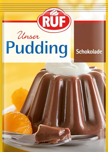 RUF Schokoladen-Pudding mit herzhaftem Kakao Aroma, glutenfrei und vegan, nur mit Milch und Zucker aufkochen, 3x41g von RUF