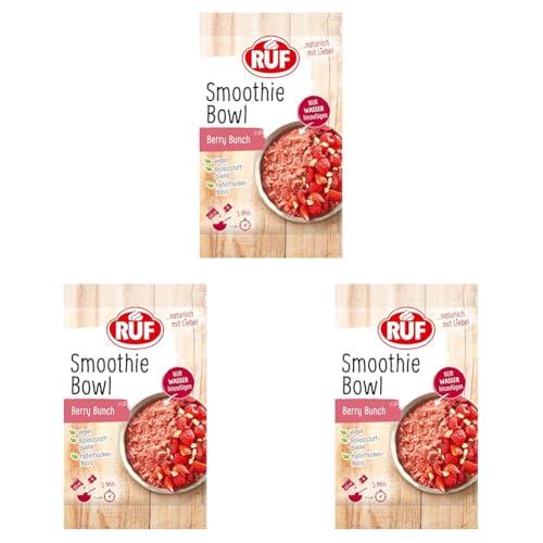 RUF Smoothie Bowl Berry Bunch, Frühstücks-Snack auf Haferflocken-Basis mit Beeren & Chiasamen, einfache & schnelle Zubereitung, vegan, 1 x 50g Beutel (Packung mit 3) von RUF