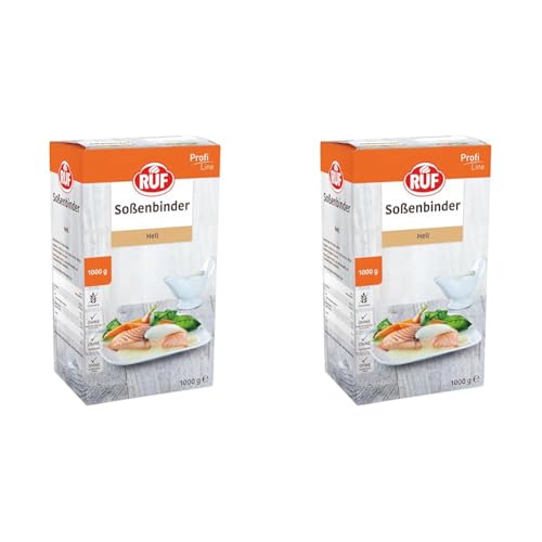 RUF Sossenbinder hell, Soßenpulver zum Binden für helle Sauce, Fischgerichte, Nudelsoße oder Curry, ohne Klümpchen, fettarm und geschmacksneutral, 1x1000g (Packung mit 2) von RUF