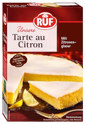 RUF Tarte au Citron, Backmischung für einen schnellen Zitronen-Kuchen französischer Art, mit fruchtiger Zitronen-Glasur von RUF