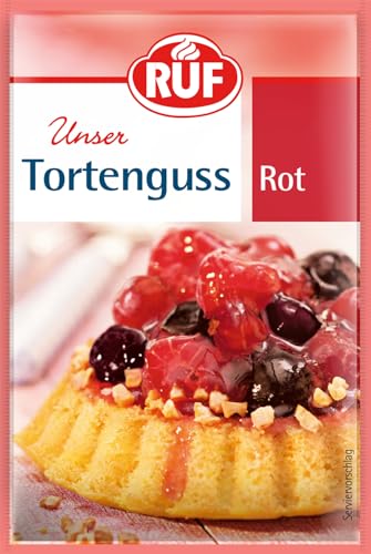 RUF Tortenguss Rot, ohne Gelatine, Überzug für Rote Früchte auf Tortenboden, Obstkuchen und Tarte, zuckerfrei und glutenfrei von RUF