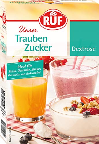 RUF Traubenzucker, fructose-frei, Dextrose, D-Glucose, Alternative zu Haushalts-Zucker, ideal für Diabetiker, Sport, Getränke, Kochen & Backen, 9er Pack (9x400g) von RUF