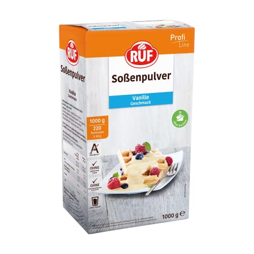 RUF Vanillesoße ohne Kochen, Dessertsoße Vanille nur mit kalter Milch anrühren, für Apfelstrudel, Crumble und Mousse au chocolat, Großpackung, 1x1000g von RUF