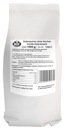 RUF Vanillesoße ohne Kochen, Dessertsoße Vanille nur mit kalter Milch anrühren, für Apfelstrudel, Crumble und Mousse au chocolat, Großpackung, 1x1000g von RUF